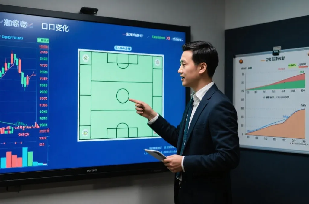 分析师在大屏前讲解盘口变化